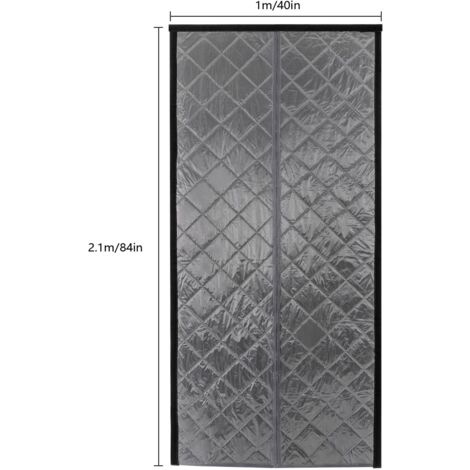 Rideau de protection thermique pour portes - Rideau de porte thermique - Imperméable - Coupe-vent - Pour portes de balcon, salon, porte de cave (100 x 84 cm) (gris)