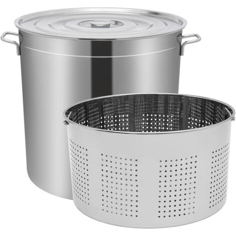 Gojoy – Marmite à soupe 100L en acier inoxydable 201 – Couvercle et panier de filtration inclus – Résistance à la corrosion et haute température