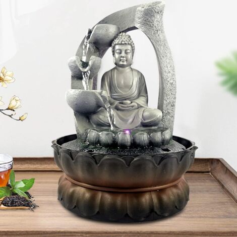Statue de Bouddha avec Figurines de Jardin solaires en Lotus - Statue de Bouddha méditante - Lampes solaires pour l'extérieur - Décoration pour Jardin et terrasse - Ornements décoratifs
