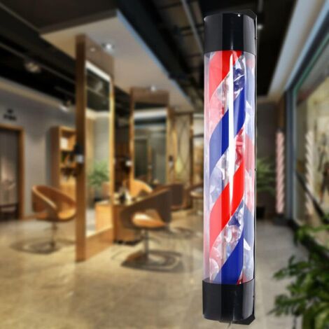 Gojoy – Enseigne lumineuse de salon de coiffure LED 90 x 13 cm – Design rotatif rouge, bleu et blanc – Installation murale facile – Pour attirer les clients