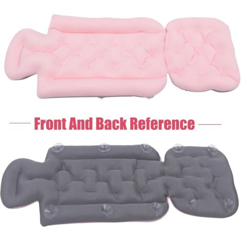 Coussin De Baignoire Ergonomique Pour Le Cou Oreiller De Bain Amzeeniu 4D - 44x42 Cm Avec 6 Ventouses - Tissu Air Mesh Gris - Confort Tête Et Nuque Soutien Nuque Détente Bain