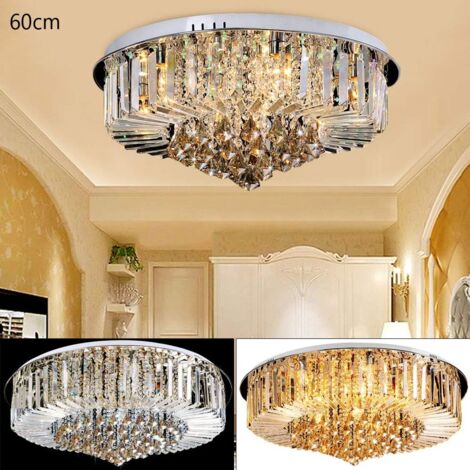 Lustre en cristal - Lustre rond - Plafonnier encastré pour salon, salle ...