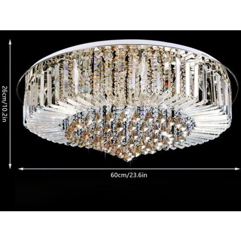 BESTIER Lustre Moderne Cristal Argenté Semi-Encastré 3 Lampes - 34x30cm Pour Salon Et Salle à Manger