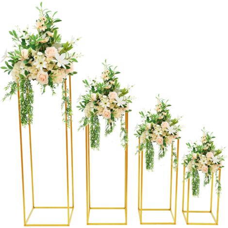 4 Pièces Supports de Fleurs de Mariage, Vase Doré Design Géométrique ...