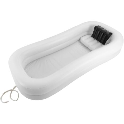 Gojoy – Baignoire gonflable pour adultes – PVC blanc – 220x100x38 cm – 10L – 130W pompe à air – 2 oreillers inclus – Installation rapide
