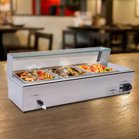 Chauffe-saucisses électrique Bain-Marie - Acier Inoxydable, 1300W, Réglable 50-85°C - Capacité 10L - Pour Snacks, Restaurants