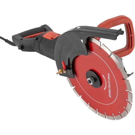 Gojoy – Scie à béton électrique 3000 W – Vitesse 4300 tr/min – Profondeur de coupe 110 mm – 2 lames 12 pouces – Pompe d'aspiration incluse