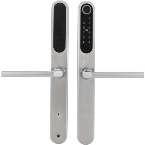 Mince serrure de porte D'empreinte digitale, Serrure de Porte Électronique, serrure de porte intelligente avec poignée, serrure de porte numérique, serrure antivol intelligente (argent) (1/5)