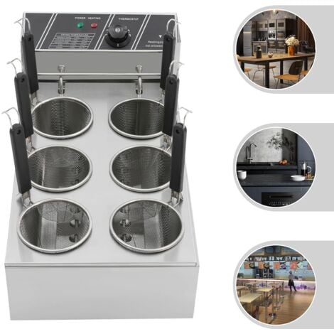 Cuiseur à pâtes, 2000 W 20 l, Cuiseur électrique en Acier inoxydable électrique, Cuiseur à pâtes commercial avec 6 paniers, plage de réglage de la température 60-200 °C