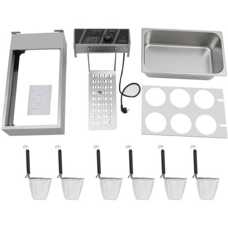 Cuiseur à pâtes, 2000 W 20 l, Cuiseur électrique en Acier inoxydable électrique, Cuiseur à pâtes commercial avec 6 paniers, plage de réglage de la température 60-200 °C