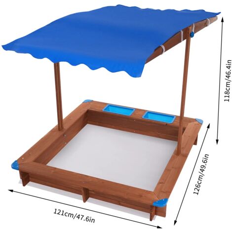 Bac à sable avec toit, en bois FSC, anthracite/brun, 118x118 cm Lily | Maisons du Monde