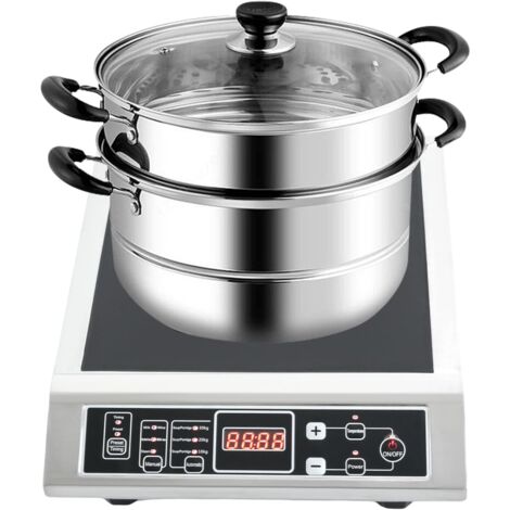 Plaque Induction Professionnelle 3500W – 11 Niveaux, Minuterie 24h, Inox & Verre, Détection Casserole Auto