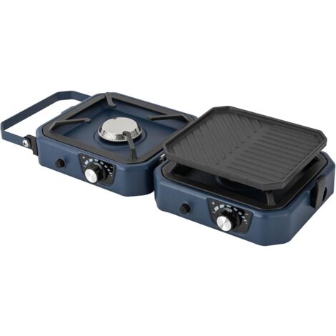 Réchaud De Camping 2 Brûleurs - Table De Cuisson à Gaz Butane, Portable Avec Plaque Et Mallette