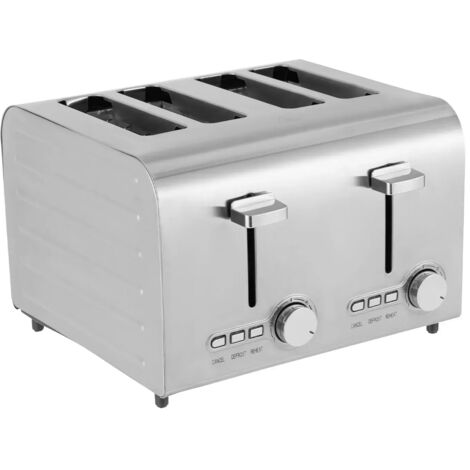 Toaster Grille Pain en acier inoxydable 4 tranches large fente grille-pain argent 1500W pour la maison (1/5)