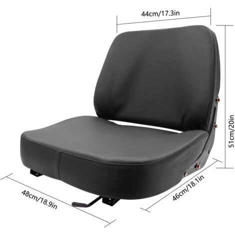 Siège De Tracteur Universel Réglable - Pour Mini-pelle, Chargeur Compact, Chariot élévateur - Noir - Capacité 100kg - Rembourrage PVC Confortable