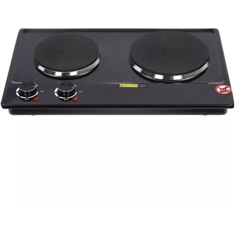 2500 W Plaque de cuisson Électrique 2 feux avec thermostat , Électrique Cuisinière, Plaques chauffantes infrarouges électriques pour protection contre la surchauffe, pour cuisiner, camping
