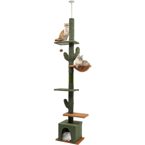 Arbre à chat, cadre d'escalade extensible, Tour de Chat moderne avec 4 étagères, plateformes, pour hauteur de plafond de 242 à 275 cm, tour à plusieurs étages pour chats (1/5)