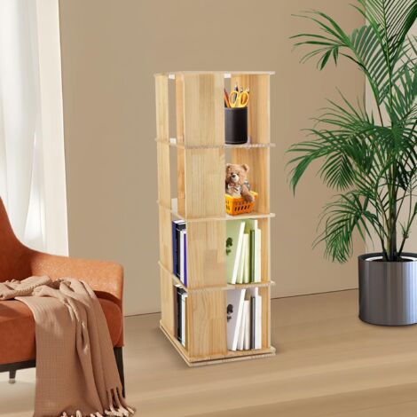 Bibliothèque rotative en bois massif, bibliothèque sur pied à 360 degrés, support de rangement, coin mobile, petite armoire étroite pour enfants / Meubles de maison Bibliothèque rotative en bois massif, bibliothèque sur pied à 360 degrés, support de rangement, coin mobile, petite armoire étroite pour enfants / Meubles de maison