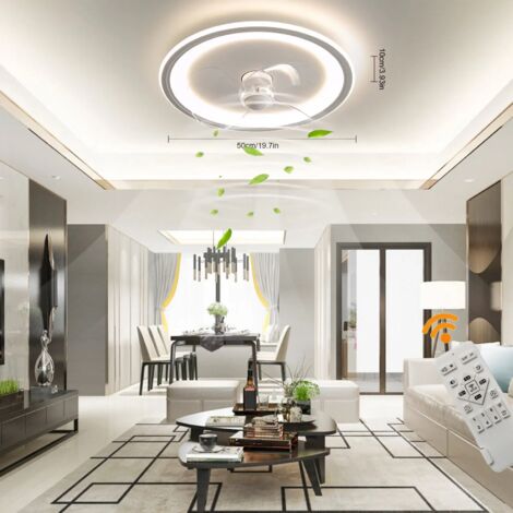 19,7 pouces Ventilateur de plafond avec lumière LED encastré Ventilateur de plafond APP Contrôle + télécommande (1/5)