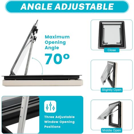 Fenêtre Basculante Pour Caravane 900x500mm - Store Intégré, Ouverture 70°, Pour Paroi 25-35mm