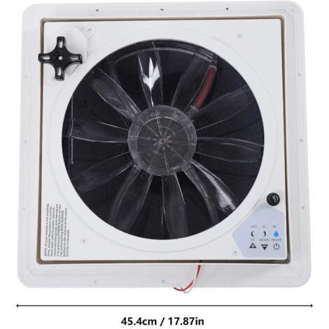 Ventilateur D'Extraction Toit Camping-car Solaire 12V Silencieux - Noir