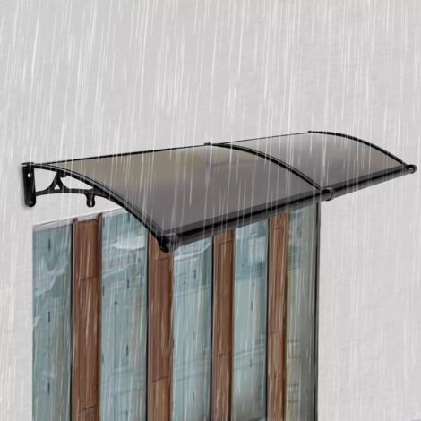 Marquise auvent de porte 200x60cm, Auvent de fenêtre de porte extérieure Auvent de Patio Couverture de pluie Pare-soleil