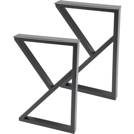 Lot de 2 Pieds de Table en métal Noir, Forme de K, Charge Total : 200 kg, 45x9x70cm, Pieds de Table de Style Industriel Moderne pour Bureau, Table de Salon, chaises (1/5)