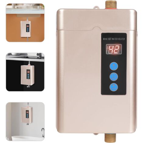 Chauffe-eau électronique sans réservoir LED 5000W chauffe-eau avec télécommande avec protection contre les fuites protection contre les brûlures à sec protection contre la surchauffe alimenté par batt
