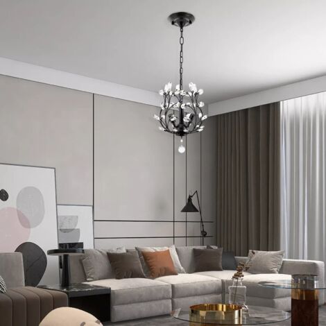 220V Plafonniers En Cristal Led lustres lustres plafonnier chambre Noir, E14