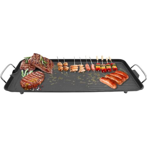 Barbecue électrique 1500 W, 68 x 28 x 7 cm, Barbecue de table électrique pour 1 à 6 personnes, Plaque de cuisson avec revêtement anti-adhésif, Grilles de table Pour jardin, camping, voyage, balcon