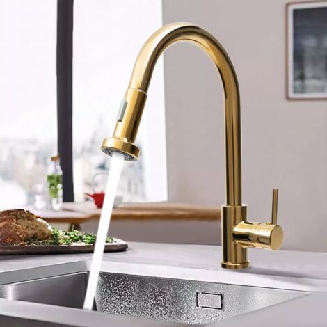 Robinet De Lavabo Coulissant, 2 Modes, Mitigeur Cuisine, Robinets Mélangeurs Pour Cuisines Et Éviers, salle de bain (1/5)