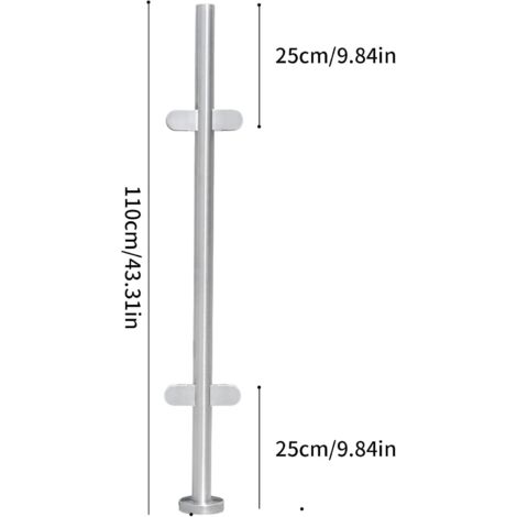 SWANEW Rampe D'escalier Acier Inoxydable Main Courante Balustrade Garde Corps Argent 120 Cm 2 Crossbars 54610160