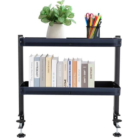 Étagère de bureau à pince pour station de travail - Système d'étagères pour bureau et jeux vidéo - Accessoires de bureau d'ordinateur - Panneau d'intimité inclus - Noir - Taille 60 cm / 80 cm / 99,8