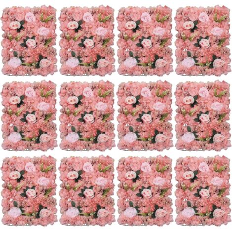 Lot de 12 panneaux muraux en forme de roses artificielles - Fond mural pour fête, mariage, douche nuptiale, fête prénatale, Noël, décoration de la maison, 60 x 40 cm (rose mousseux) (1/5)