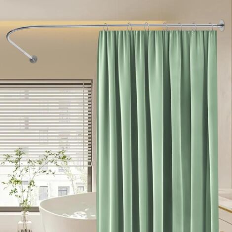 Gojoy – Barre pour rideau de douche en L réglable – Acier inoxydable 201 – Longueur 72-95 x 90-130 cm – Capacité 8 kg – Couleur argent