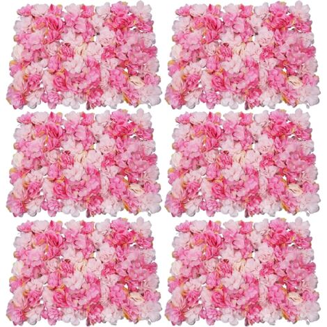 Lot de 6 murs de fleurs artificielles, Mur de roses, Fond de rue, Panneau de fleurs artificielles, Bricolage, Pour mariage, fête, décoration de la maison, jardins, salons, balcons, arrière-plans, 40x6