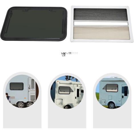Fenêtre Escamotable 700x300mm Pour Caravane Fenêtre E4 Pour Camping-car Fenêtre De Camping-car 85° Avec Moustiquaire Et Volet Roulant, Fenêtre Latérale Pour Caravane Et Camping-car Fenêtre Externe à