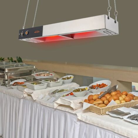 Lampe Chauffante pour Aliments Suspendue, Lampe D'Isolation Alimentaire Commercial en Acier Inoxydable, Température Réglable 30-50℃, Lampe Chauffe-Plats pour Buffet et Restaurant (60x15x6.5cm)