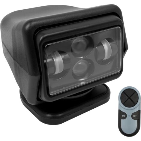 Projecteur de recherche LED 60 W 600 m 8000 lm, Projecteur de travail LED avec télécommande 5 A IP67 Rotation à 360° 6500 K pour véhicule tout-terrain, ATV, camions, bateaux (noir) (1/5)