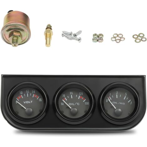 Instruments supplémentaires 3 en 1 de 52 mm Jauge de température d'huile Jauge de pression d'huile Jauge de voltmètre (1/5)