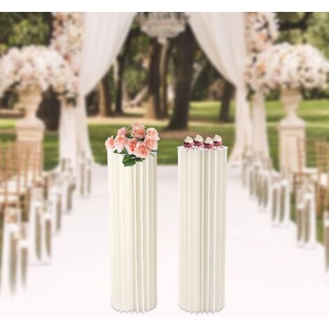 Lot De 10 Vases En Carton - Colonne De Fleurs - Blanc - Pliable - Présentoir En Papier - Support Cylindrique Pour Mariage - Décoration De Table - Pour Jardin, Fête - 60 Cm