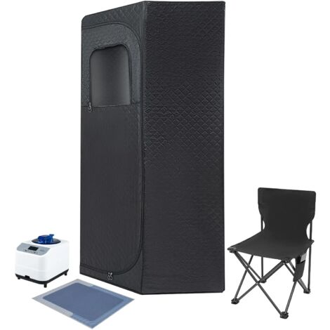 Sauna vapeur portable, kit sauna spa intérieur, hammam détox et relaxation, cuiseur vapeur 1350 W/3 L, télécommande, chaise pliable, tapis antidérapant (1/5)