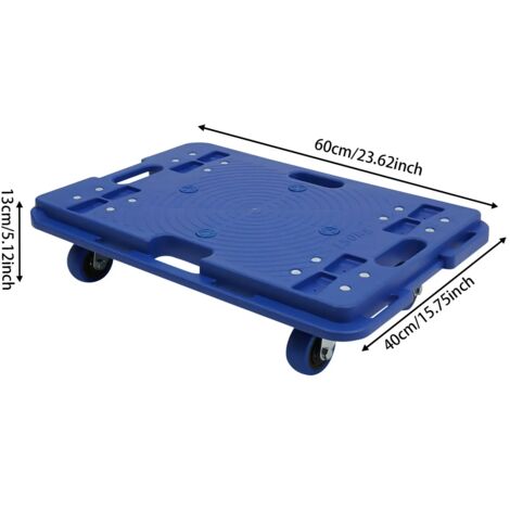 Chariot De Transport Bleu Pour Bac Euro 60x40 Cm - Roues Caoutchouc, Polypropylène, Dimensions 62x42x17 Cm