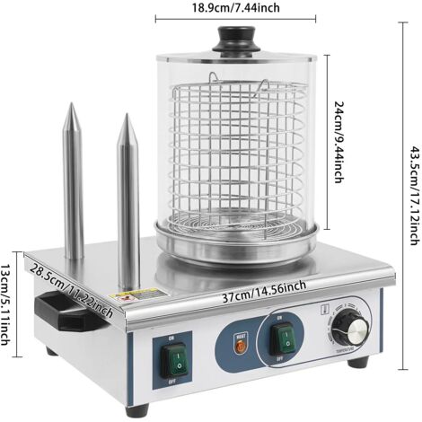Cuiseur Vapeur Commercial pour Hot Dog Machine à Pain Saucisses 2000W