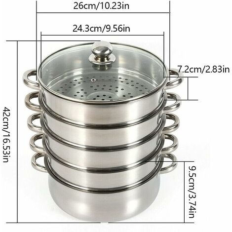 Cuiseur à marmite en acier inoxydable avec couvercle en verre diviseur  double face conçu marmite 28