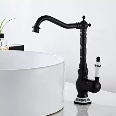 Robinet Mitigeur Evier de Cuisine en Laiton Antique Robinet de Salle de Bain Rétro Robinet à Levier Unique Robinets de Lavabo de Salle de Bain Robinets de Lavabo de Salle de Bain (1/5)