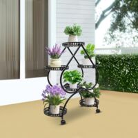 Support De Plantes Métal Noir FRAMADO - Étagère Décorative 24x24x70cm - Table D'appoint Pour Salon, Intérieur