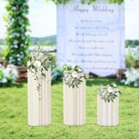 Colonne En Papier Pliable Avec Base Cylindrique - Support De Fleurs En Carton - Table De Dessert Pour Mariage, Fête D'anniversaire (E