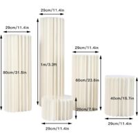 Lot De 5 Supports De Fleurs En Carton Pliable Pour Mariage - Colonnes Décoratives Blanches Avec Couvercles Acrylique - Parfait Pour Décoration De Table Et Allée