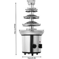 Fontaine à Chocolat 4 Étages En Acier Inoxydable 170W - Cascade Parfaite Pour Fêtes, Mariages Et Buffets